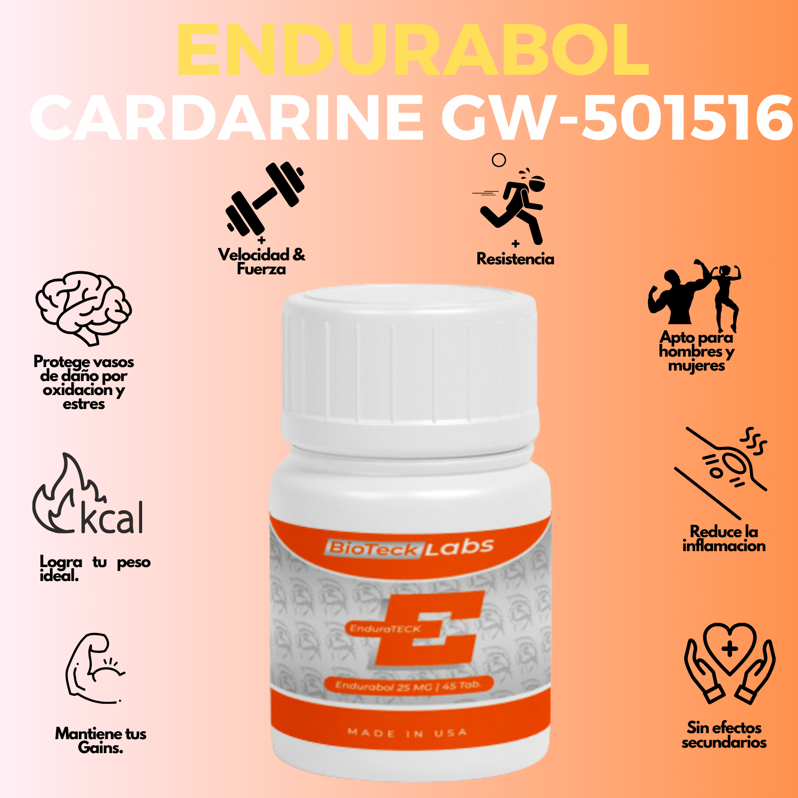 SARMS| Endurabol Cardarine GW501516 25 Mg 45 Tabletas Sin Sabor