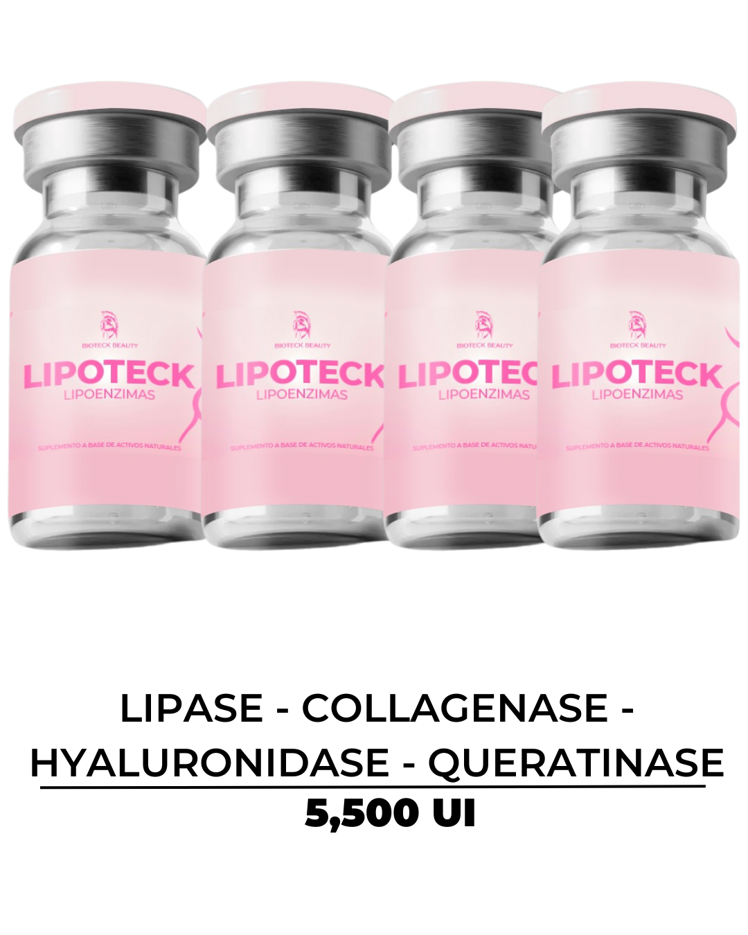 Lipo enzimas 5,500 UI - Lipase 1,500UI- Collagenase 1,500UI- Hyaluronidase 1,500 UI - Queratinase 1,500 UI | Elimina grasa, baja y molde tu figura| Tratamiento de 4 Semanas | Lipo sin cirugía.