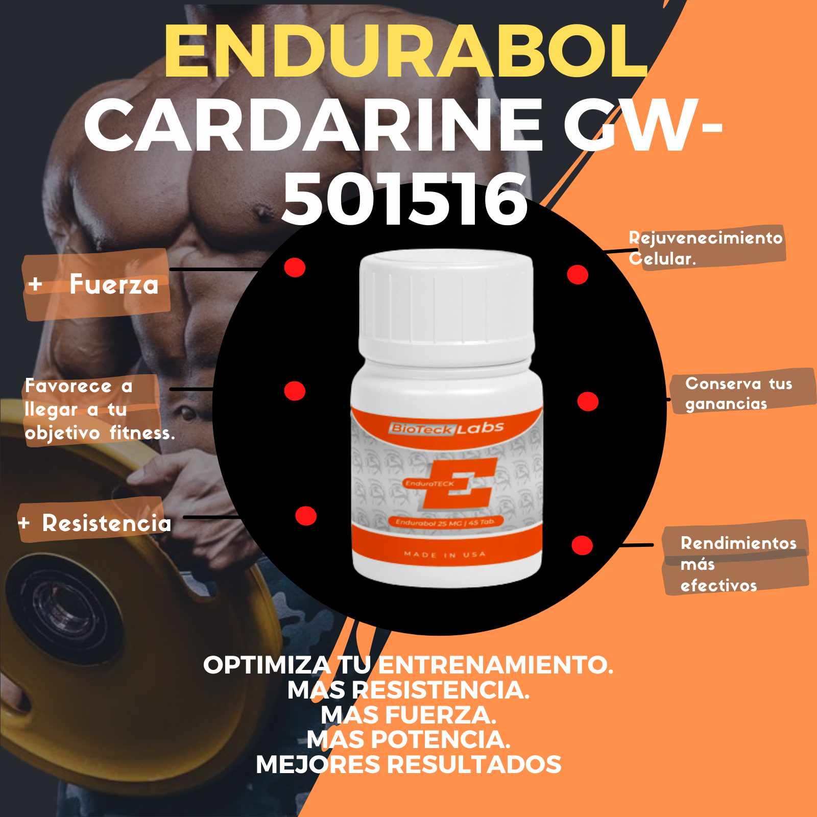 SARMS| Endurabol Cardarine GW501516 25 Mg 45 Tabletas Sin Sabor