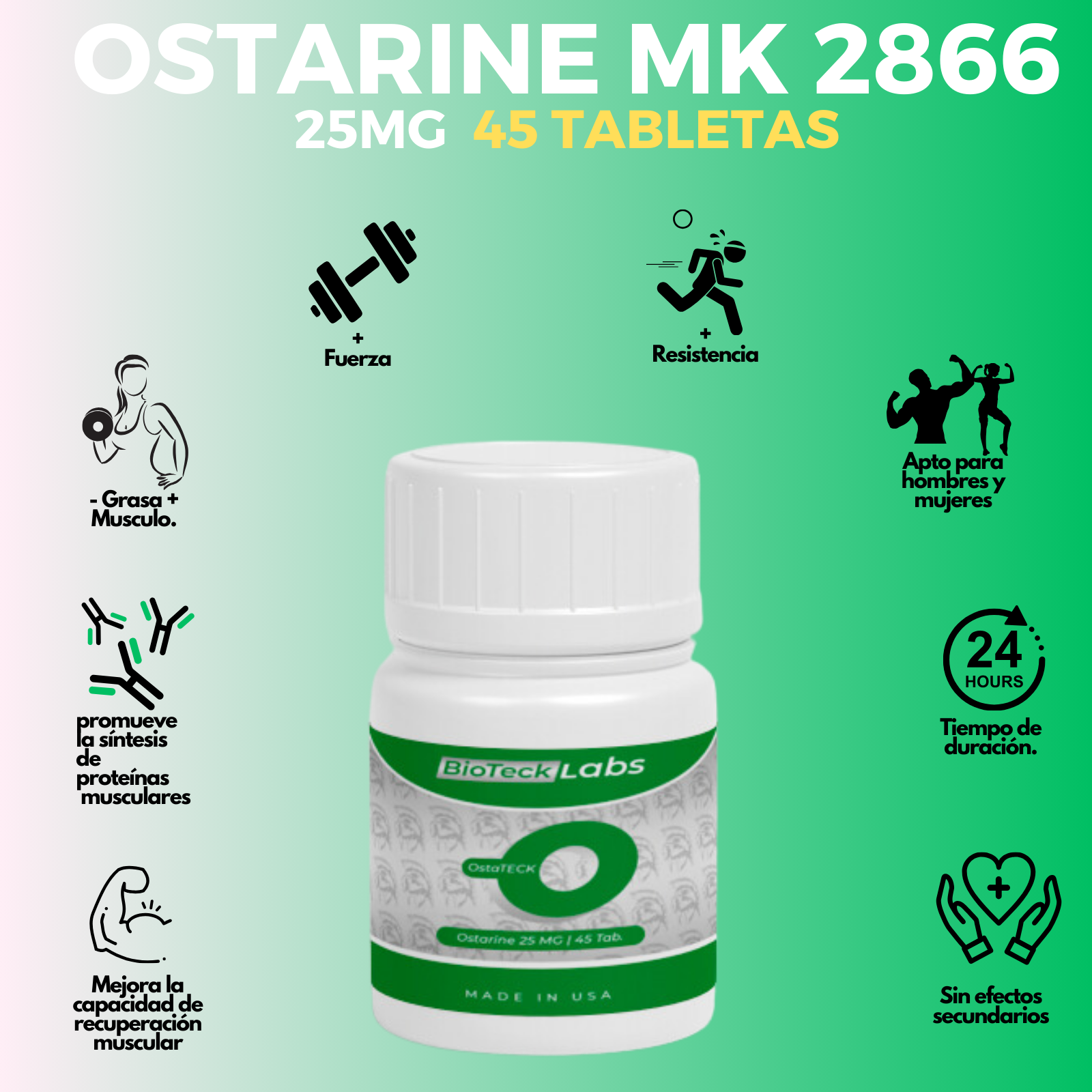 SARMS| Ostarine 25mg 45 tabletas Sin Sabor