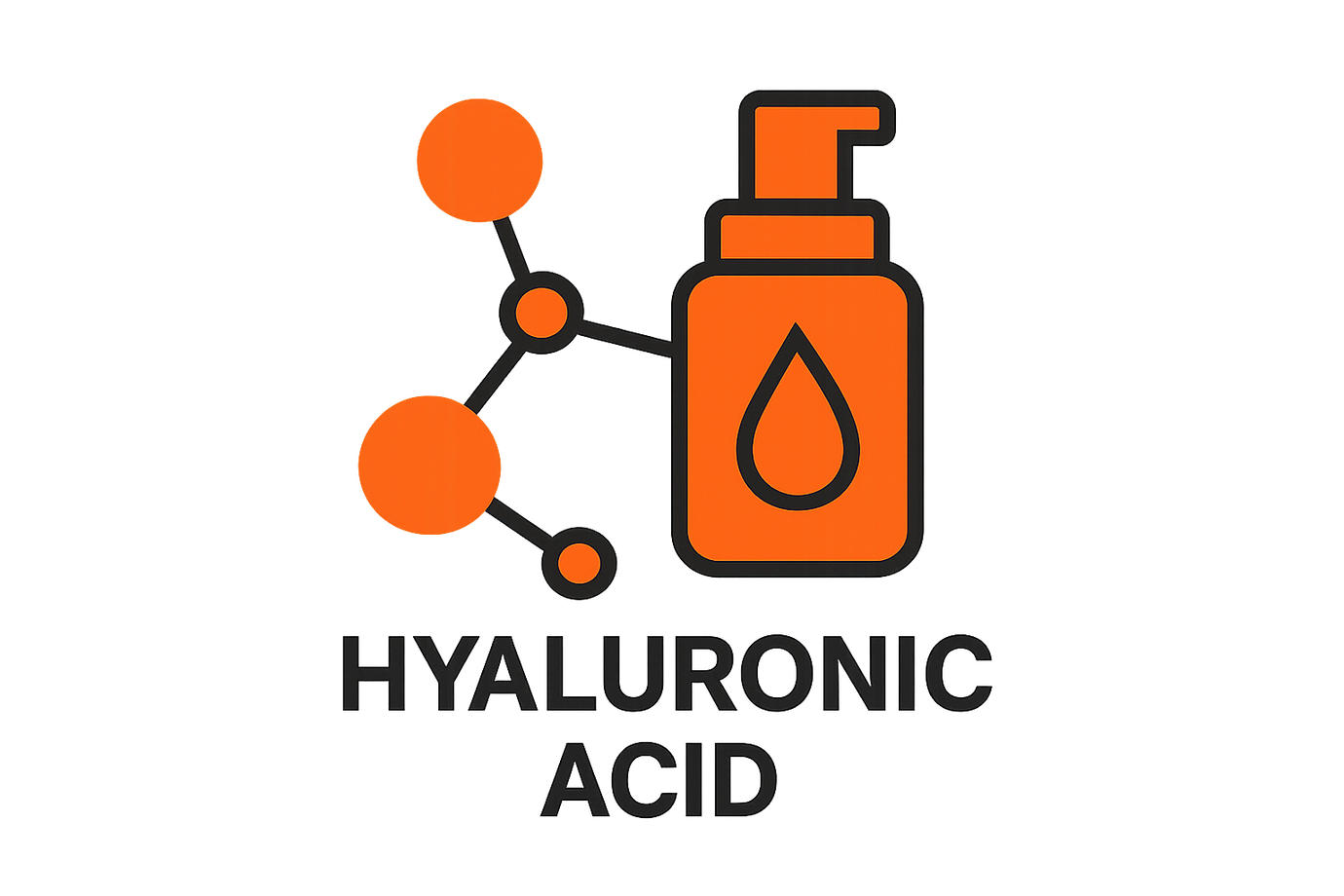 acido hialuronico, icono colores naranja y negro