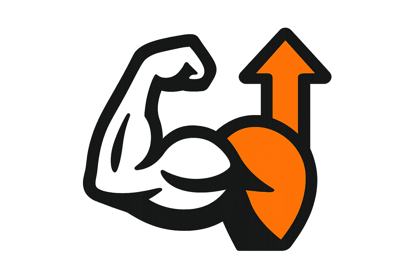 aumenta la masa muscular utiliza un icono con colores negro y naranja