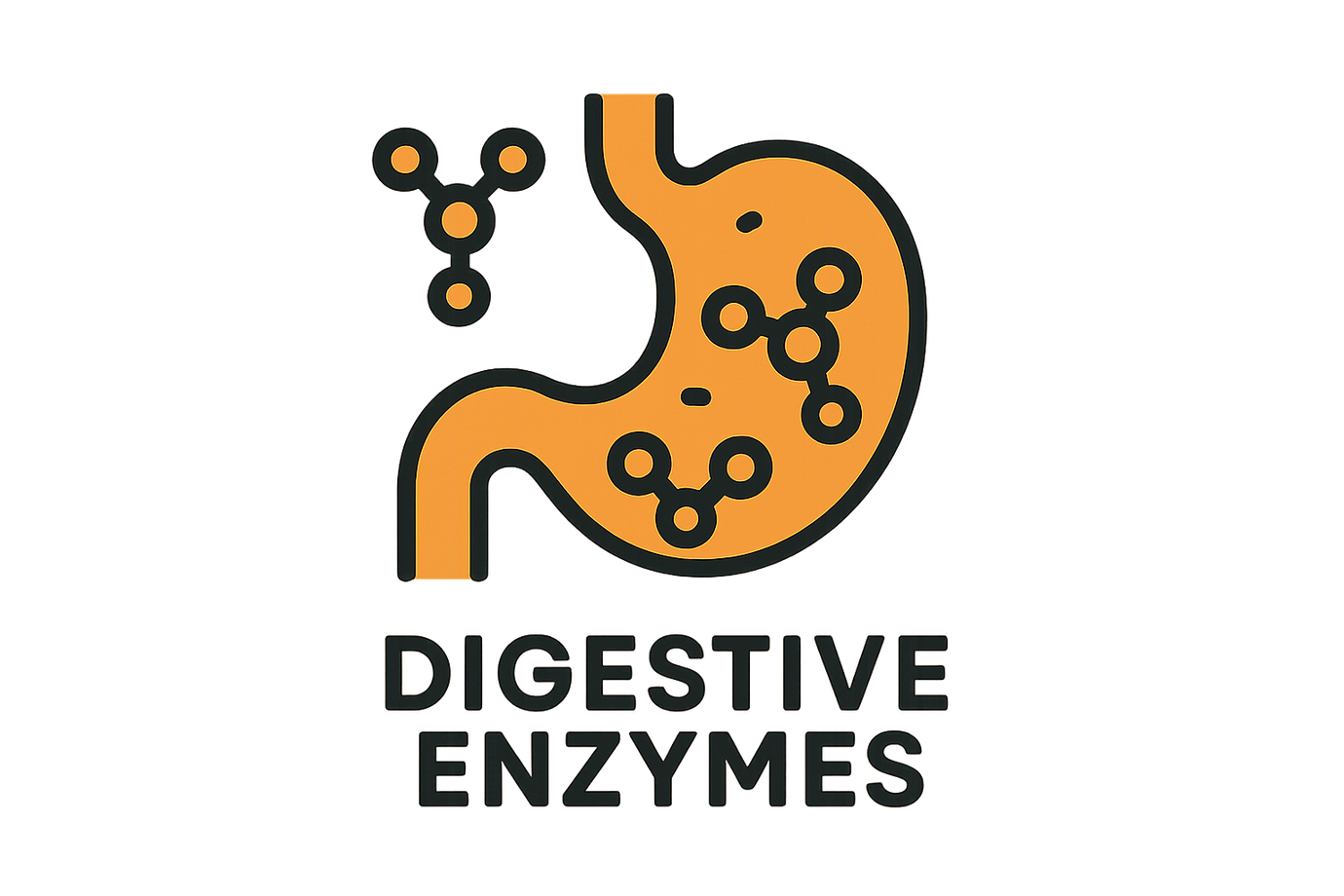 enzimas digestivas, icono colores naranja y negro