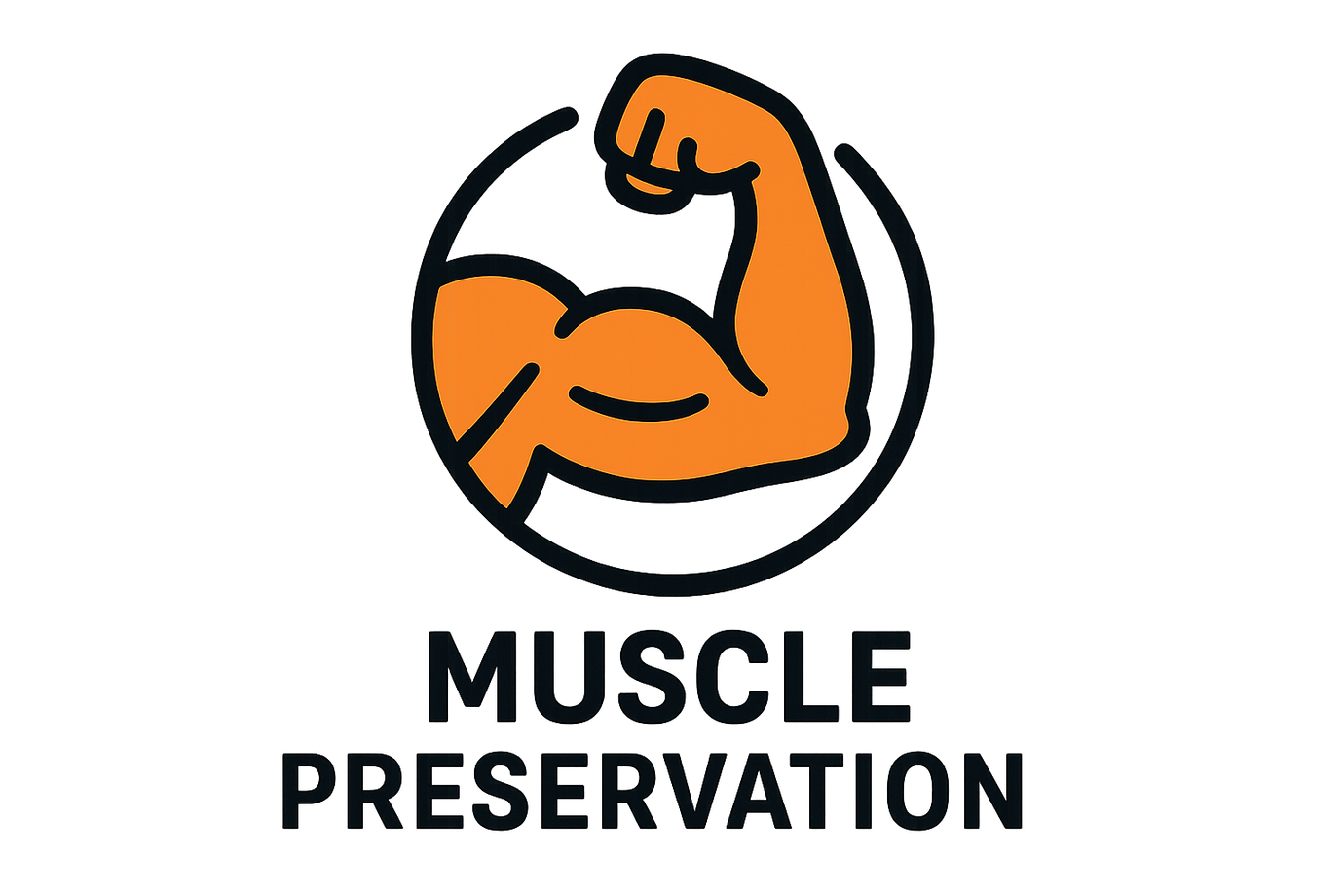 PRESERVACIÓN MUSCULAR, ICONO COLOR NARANJA Y NEGRO